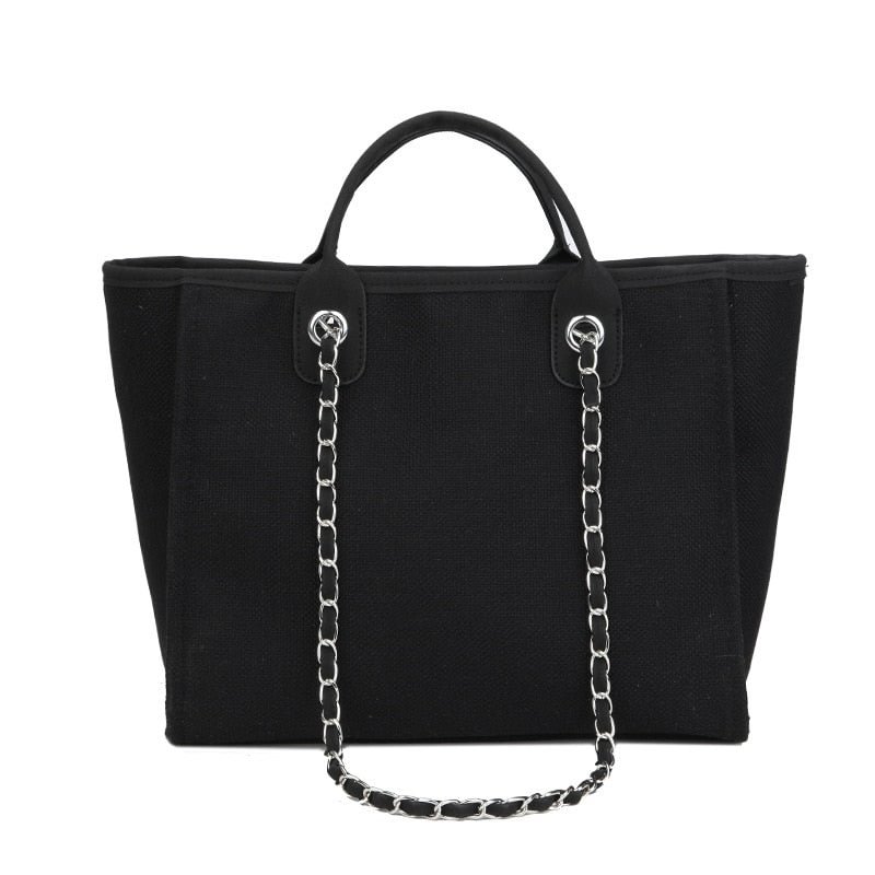 casual large capacity tote designer chains women handbags luxury canvas lady shoulder mesenger bags female big purses 2020 new