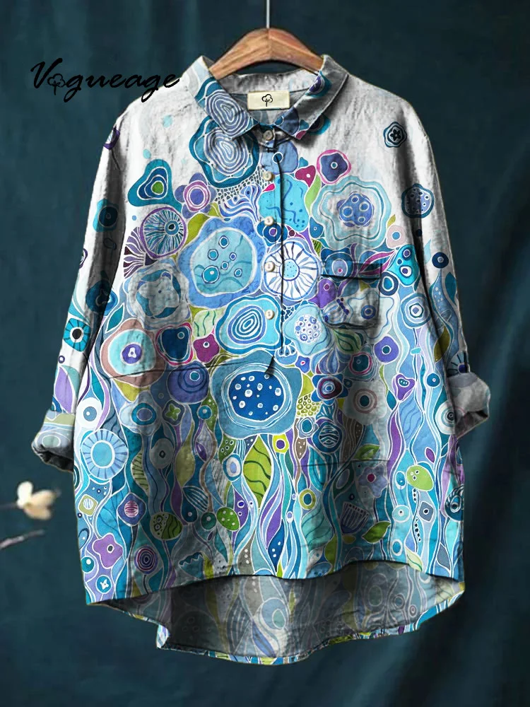 Quiet Elegant And Comfortable Prints Cotton And Linen Shirt