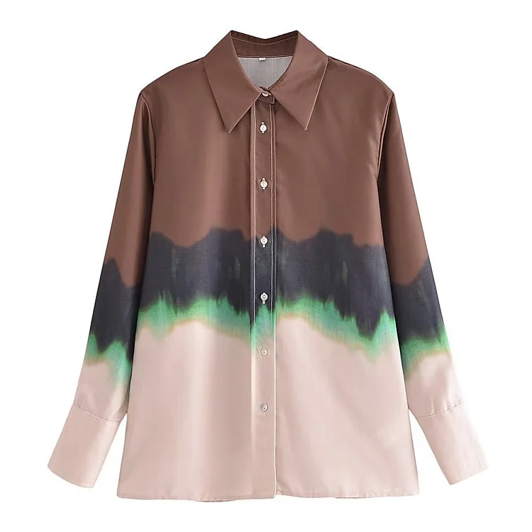 Flaxmaker Retro Color Tie Dye Printed Skirt Two Piece Set