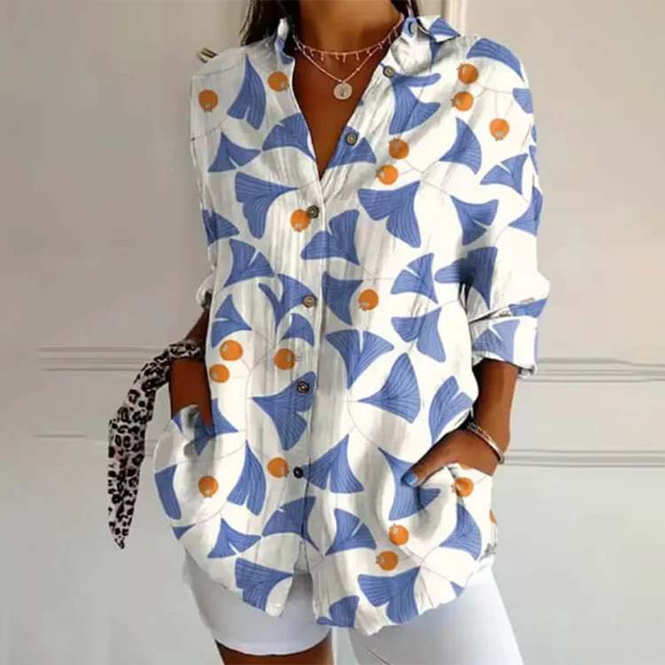 Women's floral long-sleeved shirt