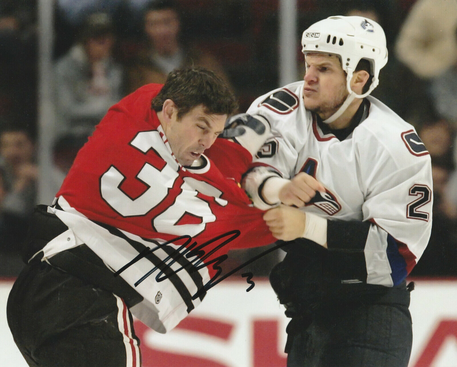 AWESOME KEVIN BIEKSA SIGNED VANCOUVER CANUCKS HOCKEY FIGHT 8x10 Photo Poster painting! Autograph