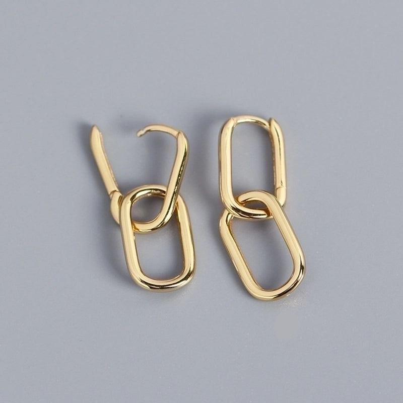 1 Pair Minimalist Geometric Plating Copper Drop Earrings