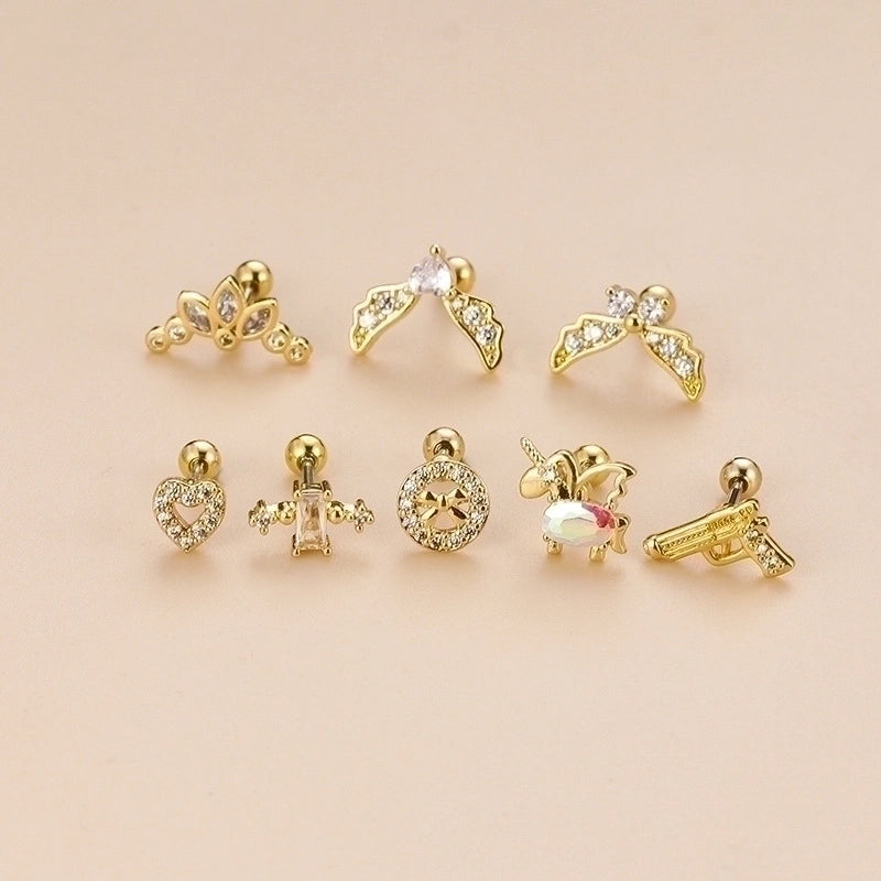 1 Piece Ear Cartilage Rings & Studs Fashion Heart Shape 316L Stainless Steel  Copper Plating Zircon