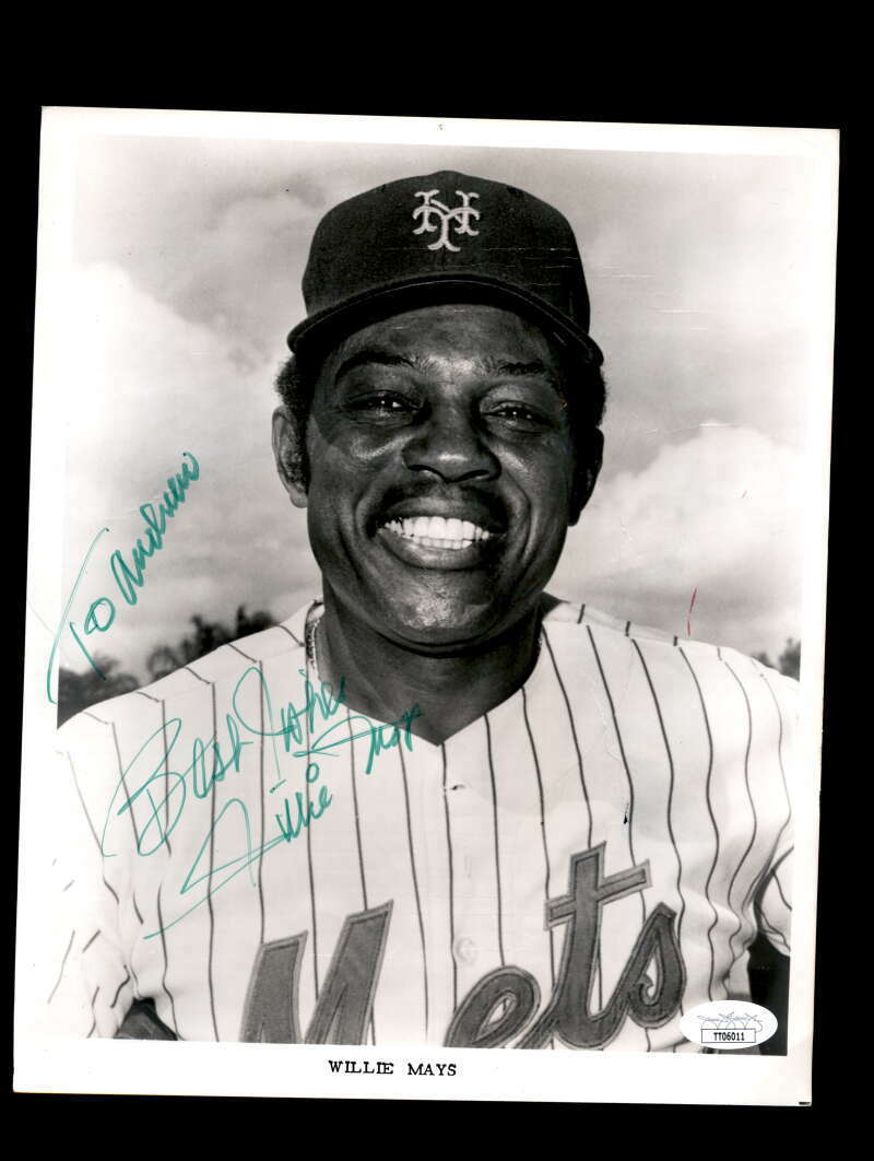 Willie Mays JSA Coa Signed 8x10 Photo Poster painting 1970`S Mets Autograph