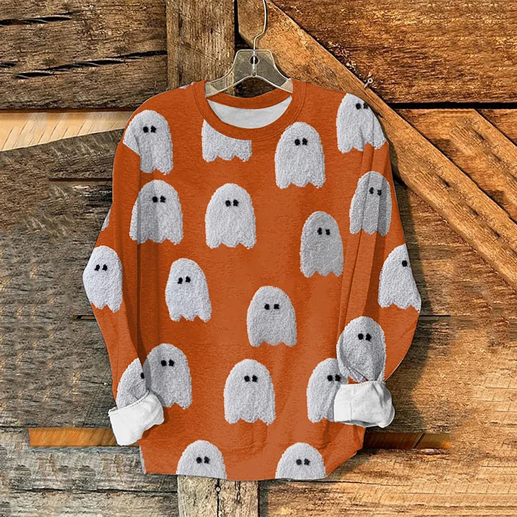 Women'S Halloween Ghost Print Sweatshirt