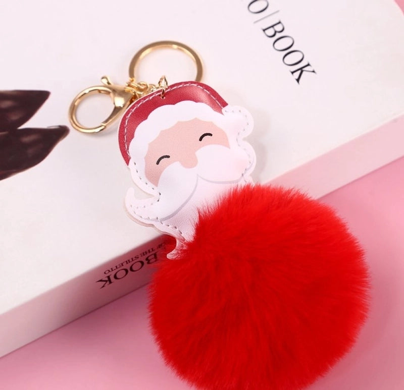Cute Santa Claus Alloy Plush Plating Bag Pendant Keychain