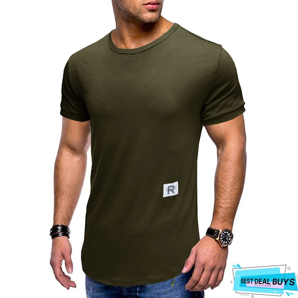 T-Shirt with Short Sleeves and Round Collar In Plain Color