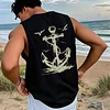 Men's Summer Seagull & Anchor Print Casual Sleeveless Tank Top by Inlyline