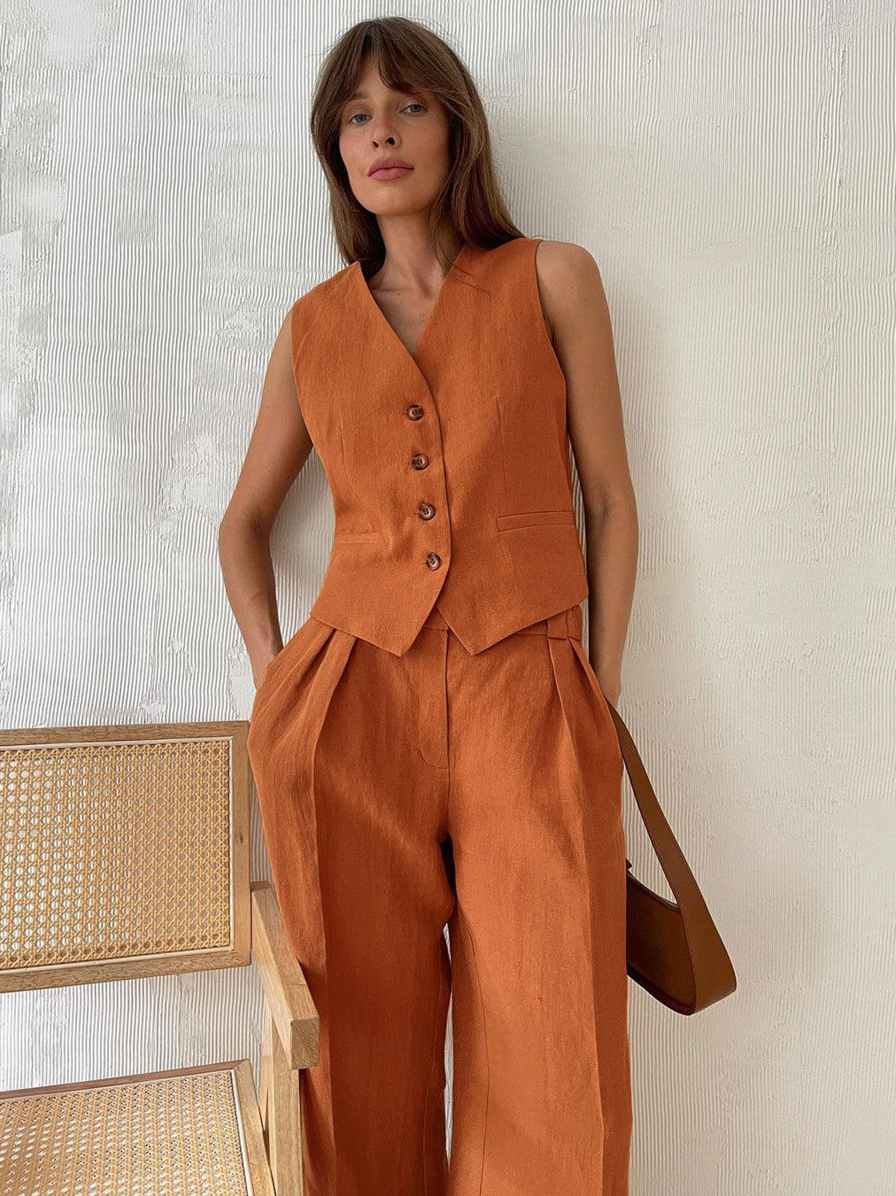 Ootddress 2 Piece-Set Fashion Women Wide Leg Trousers Patchwork High Waist Casual Straight Legg Outfits Vestidos Women's Pants Sets