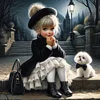 Vie d&rsquo;animaux de compagnie fille-plein diamant rond peinture-30 * 30cm