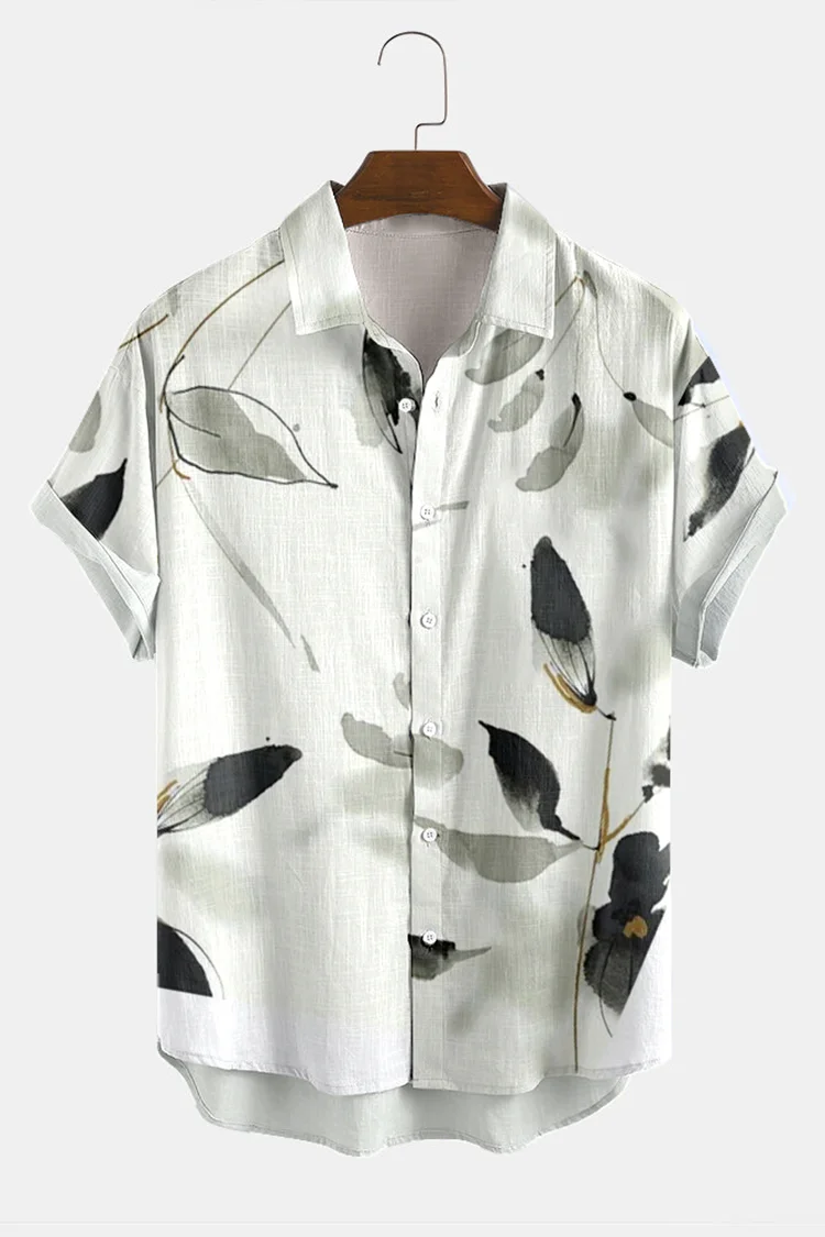 Casual Botanical Print Short Sleeves Shirt