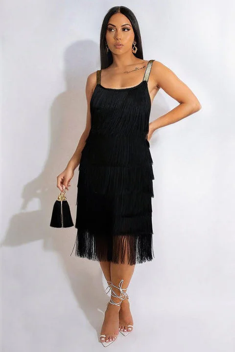 Tiered Tassel Slip Party Mini Dresses