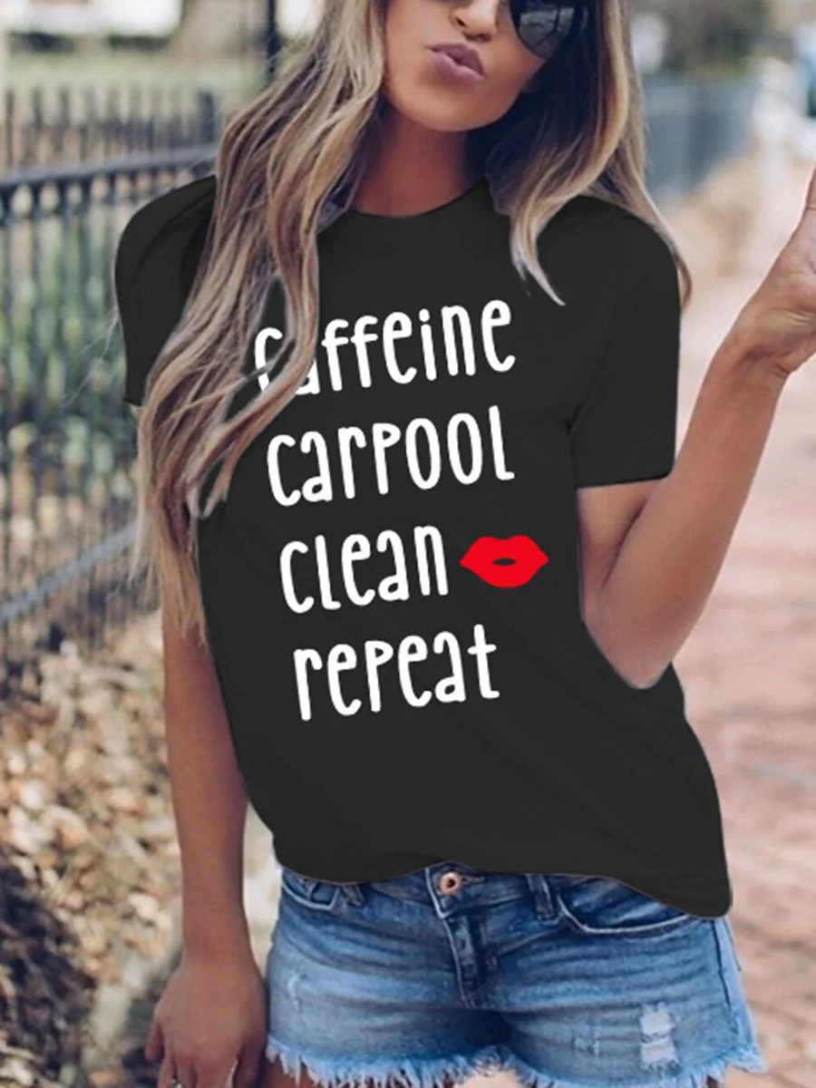 Round Neck Letters Printed T-shirt