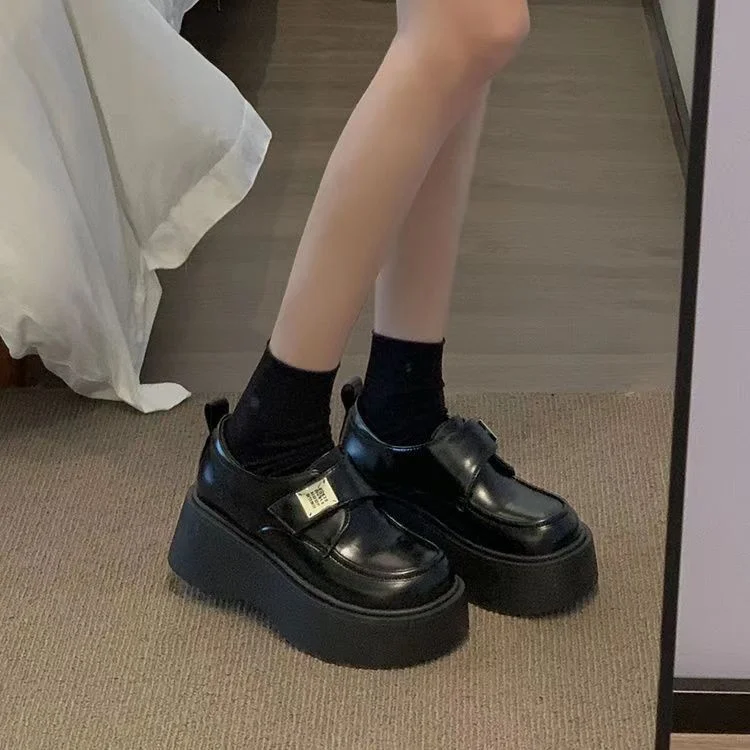 Yyvonne Lefang Shoes Women Spring And Autumn New British Wind Small Leather Shoes JK Single Shoes Small One Foot Pedal Shoes Women