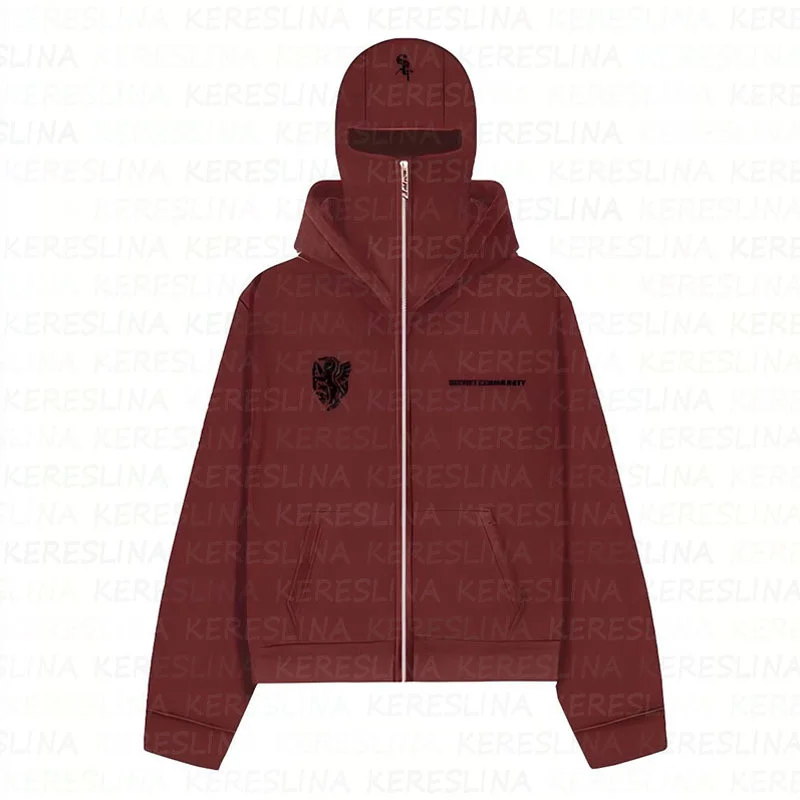 Athvotar Athvotar Brand Double Hat Unique Design Zippered Jacket Autumn And Winter New Loose Y2K Jacket