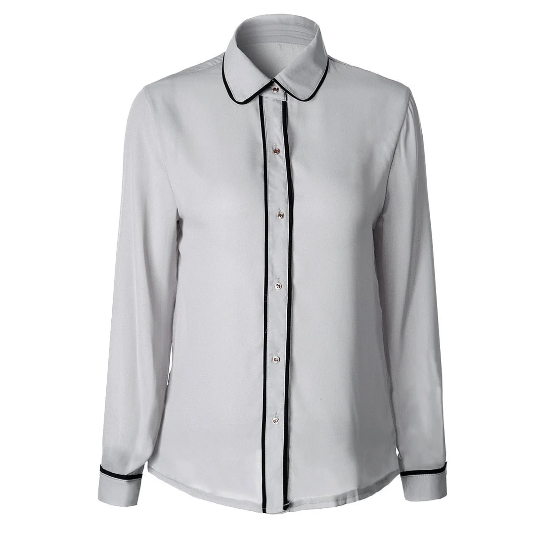 Women Shirt Chiffon Blusas Femininas Tops Elegant Ladies Formal Office Blouse Shirts Female Long Sleeve Turn-down Collar Blouses