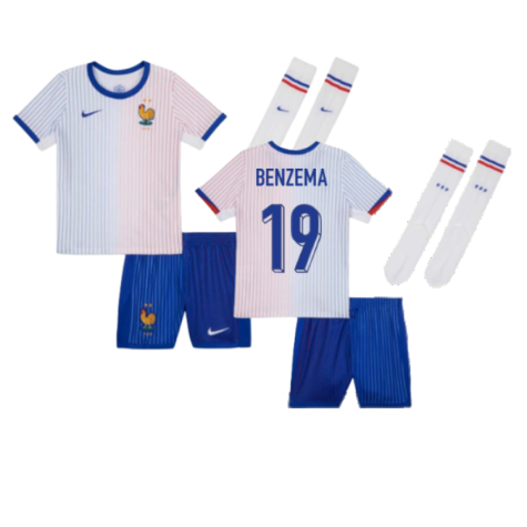 Maillot FFF France Karim Benzema 19 Extérieur Euro 2024 Junior Enfant