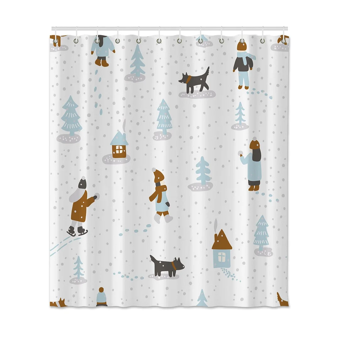Cute Cartoon Shower Curtains Bathroom Waterproof Curtains Mildew Proof Curtains with Hooks Home Bath Curtains for Bathroom