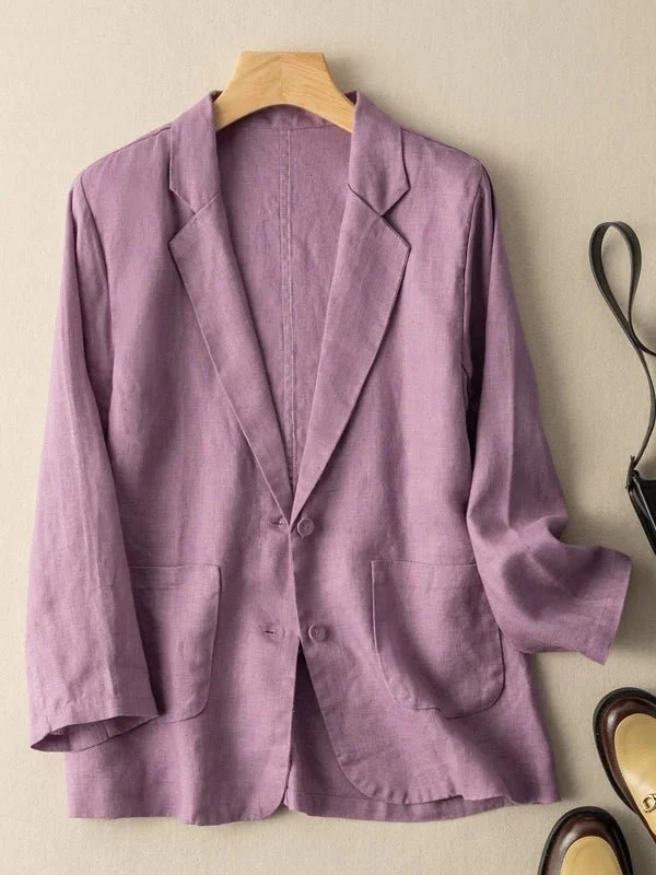 Casual Linen Long Sleeve Cropped Blazer