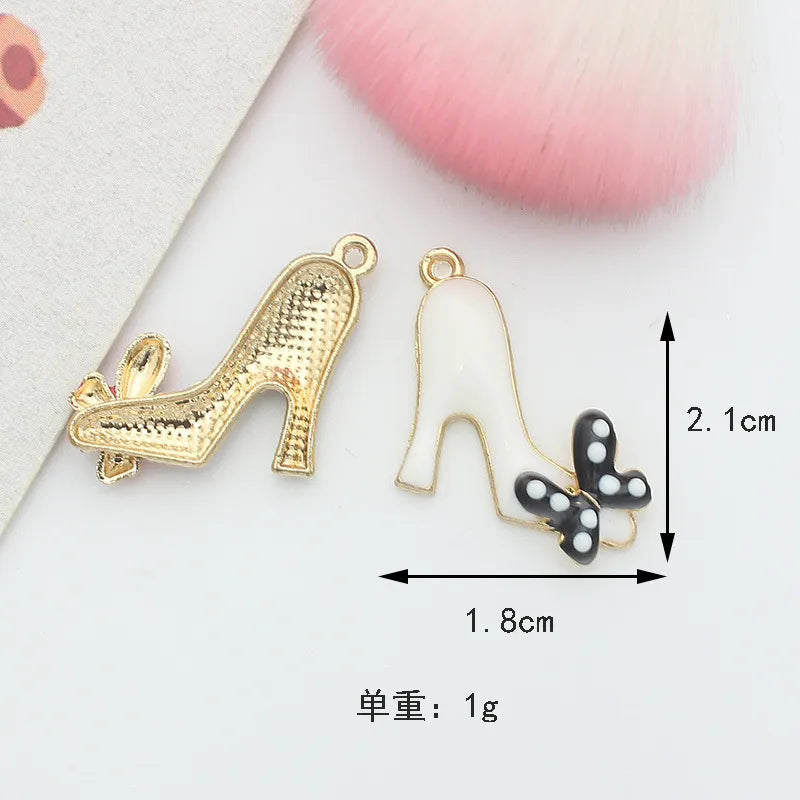 10 PCS/Package 1.5 * 20mm 14 * 14mm 7 * 12mm Alloy Rhinestones Pearl Number Heart Shape Bow Knot Polished Pendant