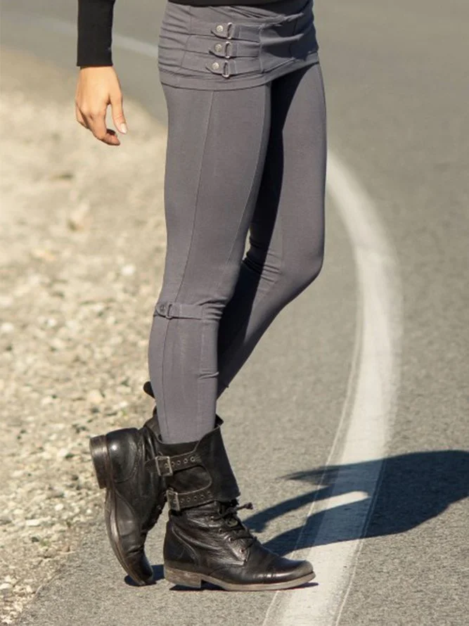 Solid Cotton Casual Pants