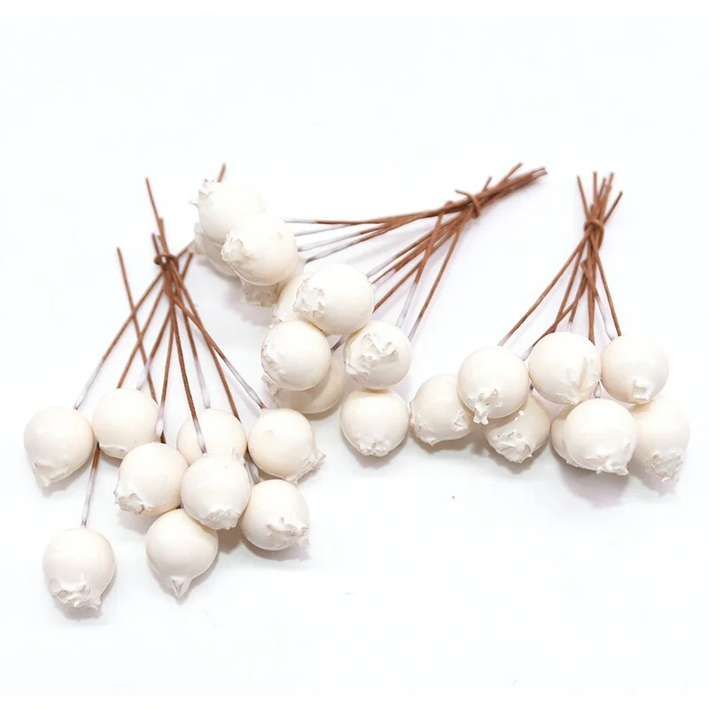 50pcs 10mm Artificial Flowers Stamens Red berries cherry Fake Smooth Foam Fruit for Wedding Christmas Decoration