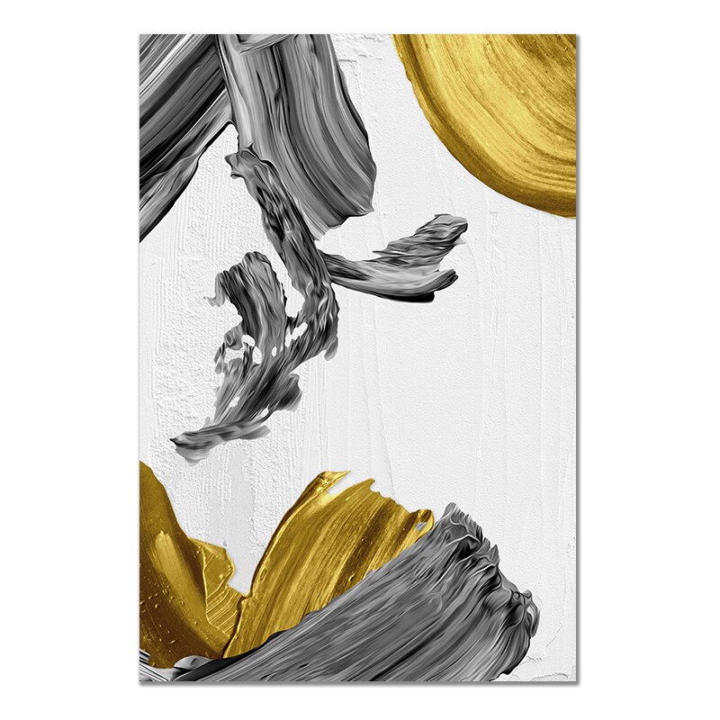 Modern Abstract Golden and Black Wall Painting Art Cuadros Pictures Art Etsy Drop Ship Home Decor Canvas Posters Prints