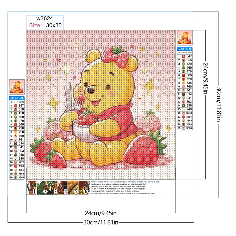 Full Round Diamond Painting 30*30cm - Winnie The Pooh And Strawberry