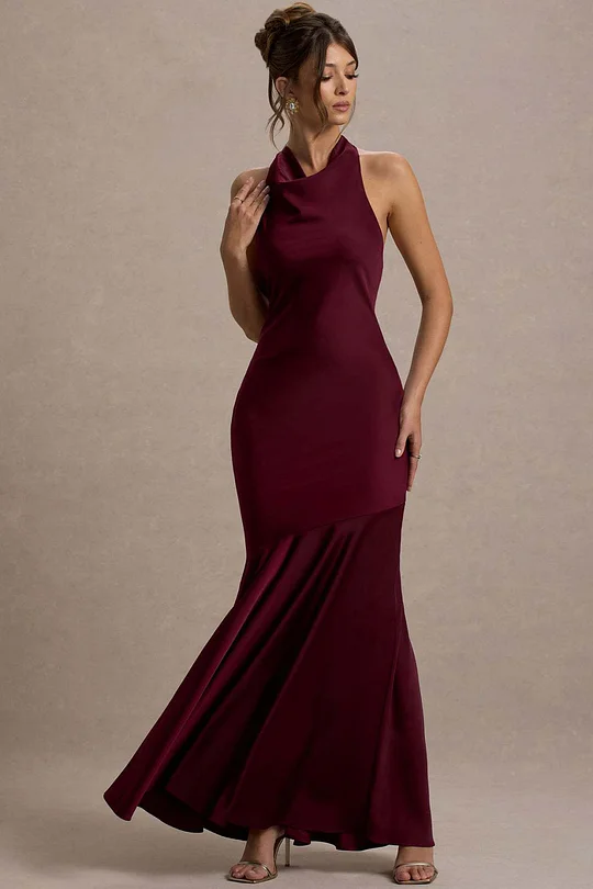 sachin and babi light blue dress Burgundy Sequin Mermaid Backless Prom Dress Long Evening Dress SH1054   shinydress