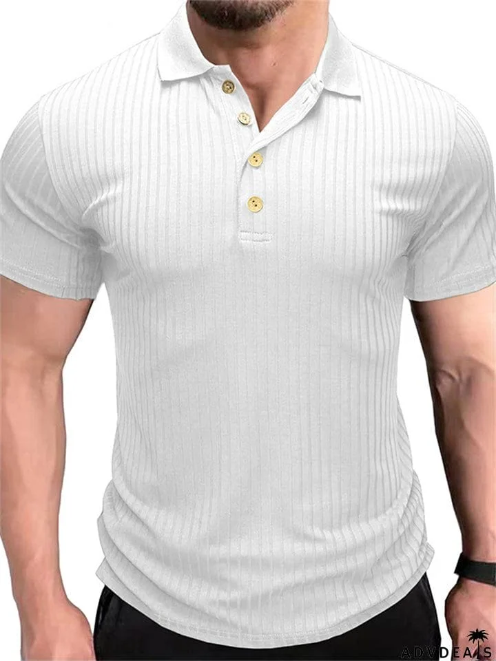 Slim Lapel Fit Summer Short Male Polo Shirts