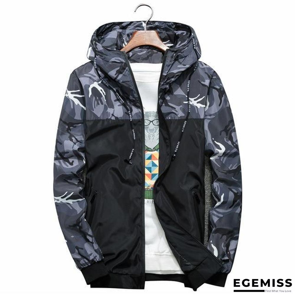 Men's Camouflage Military Casual Zipper Windbreaker Jackets Hooded Coats | EGEMISS