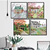 4pcs Cross Stitch - 14CT Stamped - Hut One Two Three Four (16*16cm)、[Everydayedeals]