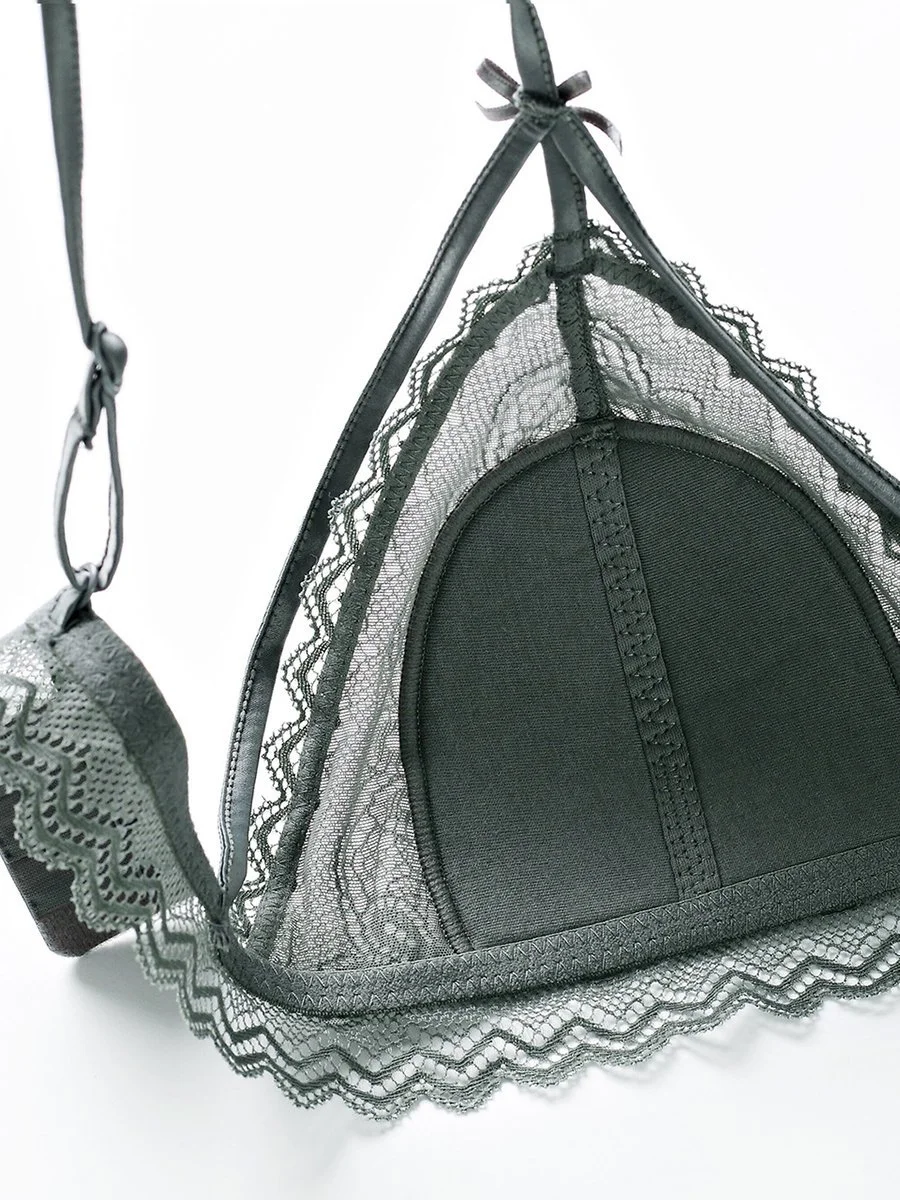 French sexy triangle cup underwear set without steel ring