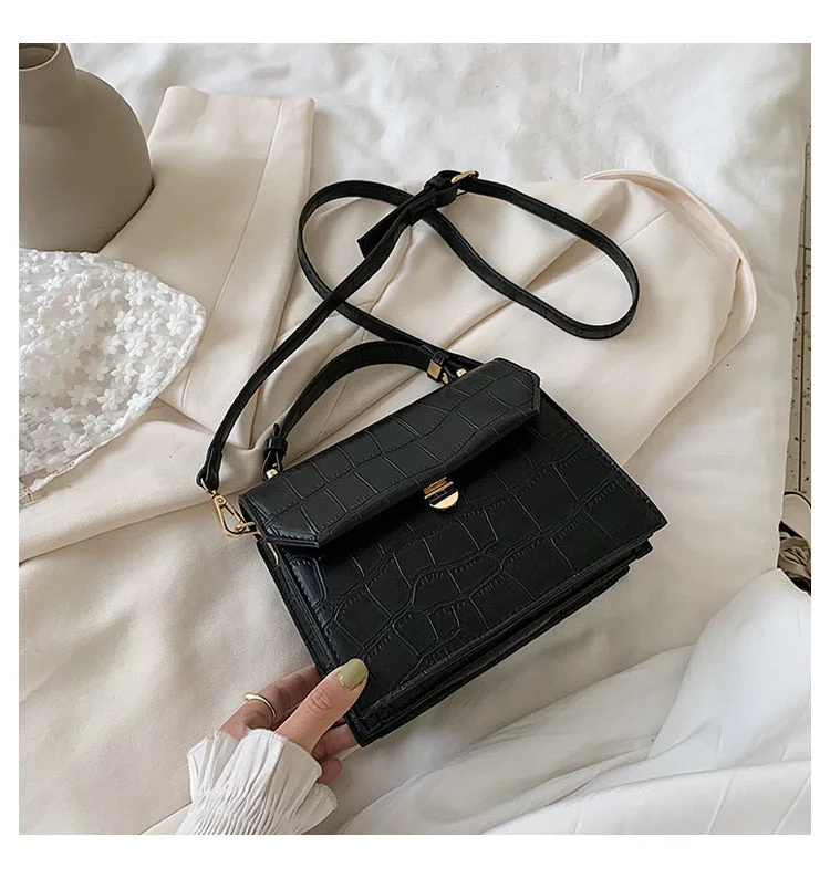 New Stone patent white Crossbody Bags For Women 2021 Small Handbag Small Bag PU Leather Hand Bag Ladies Designer Evening Bags