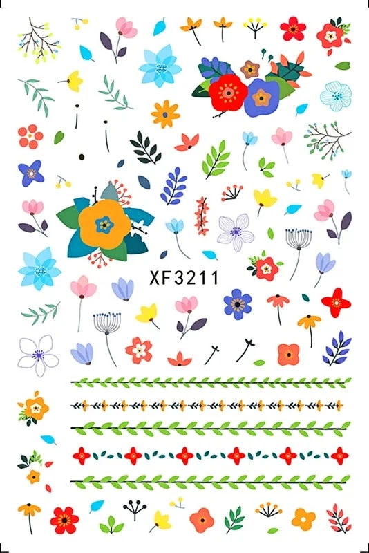 3D Nail Art Stickers Cactus Sticker Nails Art Decals Cartoon Adhesive 3D Leaves Manicure for Nails Design Decoration Art Foil