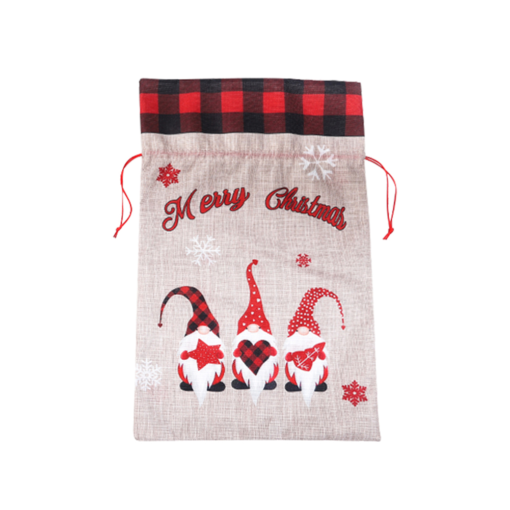 

Christmas Gnome Dolls Drawstring Pocket Xmas Foresters Printed Gift Bag, 501 Original