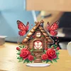 DIY Butterfly Rose Cottage Acrylic Special Shape Diamond Painting Desktop Ornaments