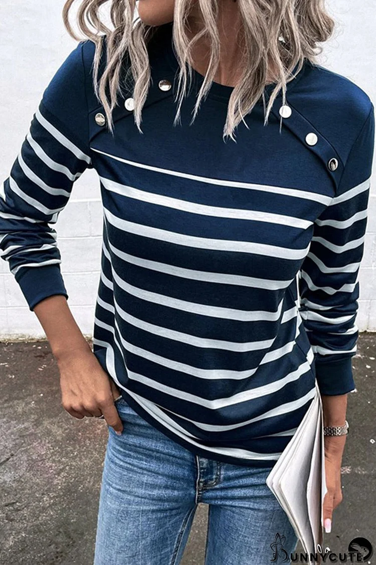 Casual Plaid Striped Printing O Neck Tops