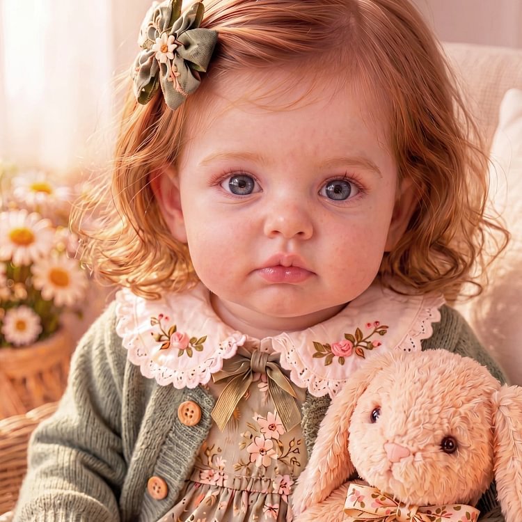 [Pre-Order] Babeside Maisie 20&rdquo; Vinyl Reborn Girl Doll &ndash; Hand-Rooted Hair, Blue Eyes & Green Floral Dress Set