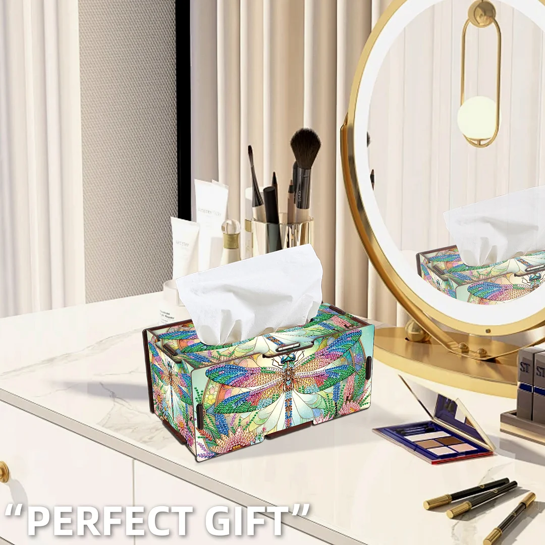 Wooden Diamond Painting Tissue Box for Home and Office Decoration (ZJH038)