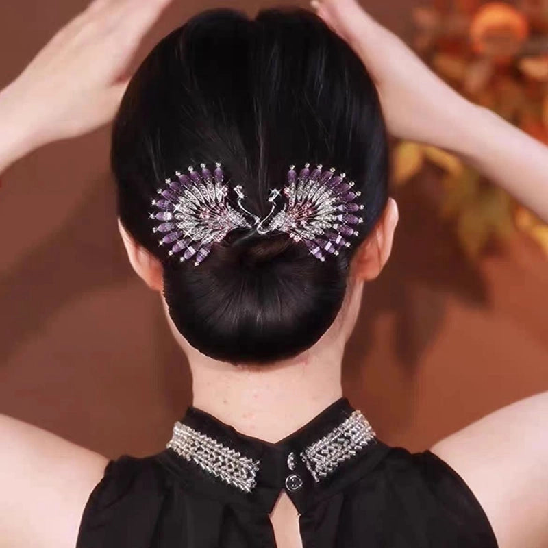 Women’s Minimalist Peacock Feather Flower Alloy Plating Inlay Rhinestones Hair Band