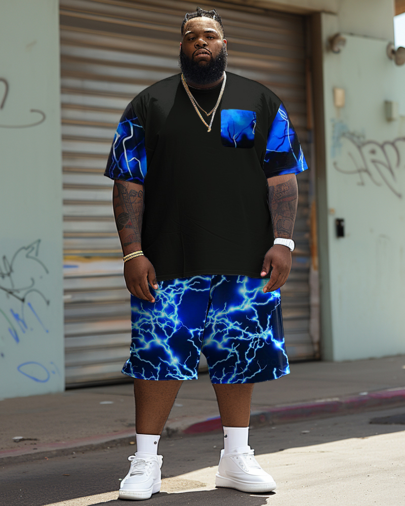 Big Guy&rsquo;s Street Fashion Electric Print T-Shirt Shorts Set