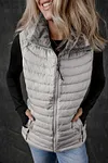 Women's Thick Plush Collared Quilted Zipped Puffer Vest