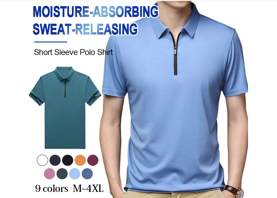 Fashionable Men\'s Ice Silk Polo Shirt