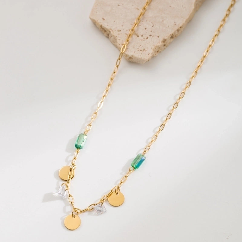 Vintage Style Minimalist Cross Round Heart Shape 304 Stainless Steel Stainless Steel Necklaces