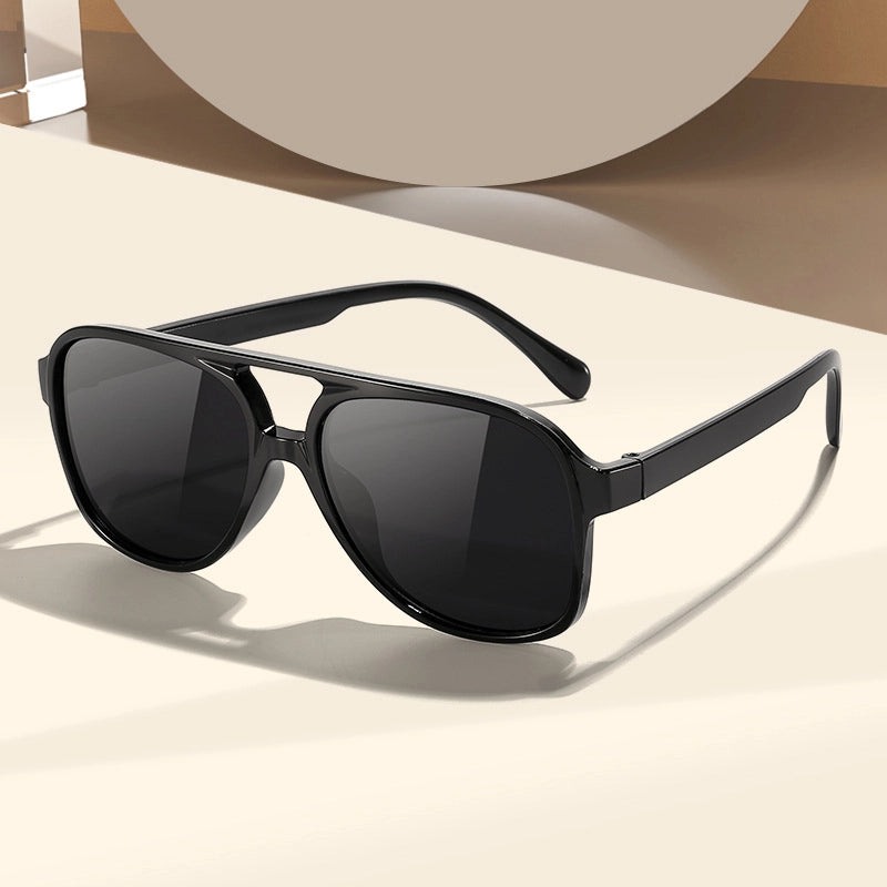 Retro Double Beam Sunglasses New Trendy Personalized Big Frame Internet Celebrity Toad Sunglasses