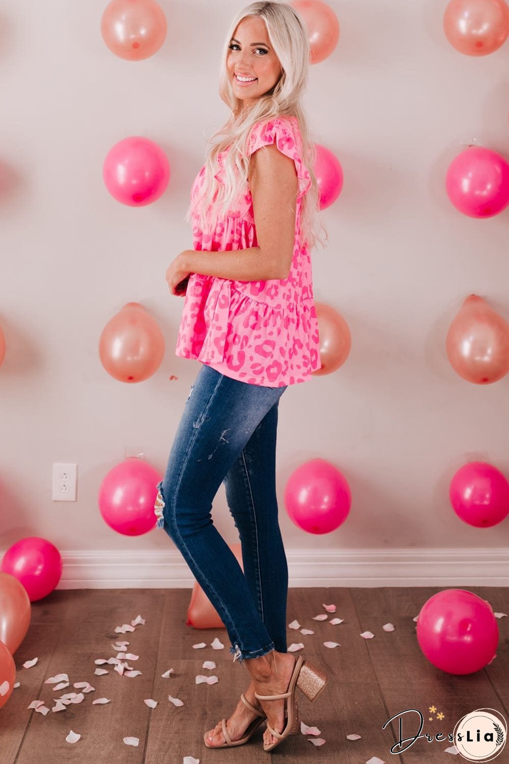 Leopard Print Ruffle Sleeve Tank Top for Stylish Women