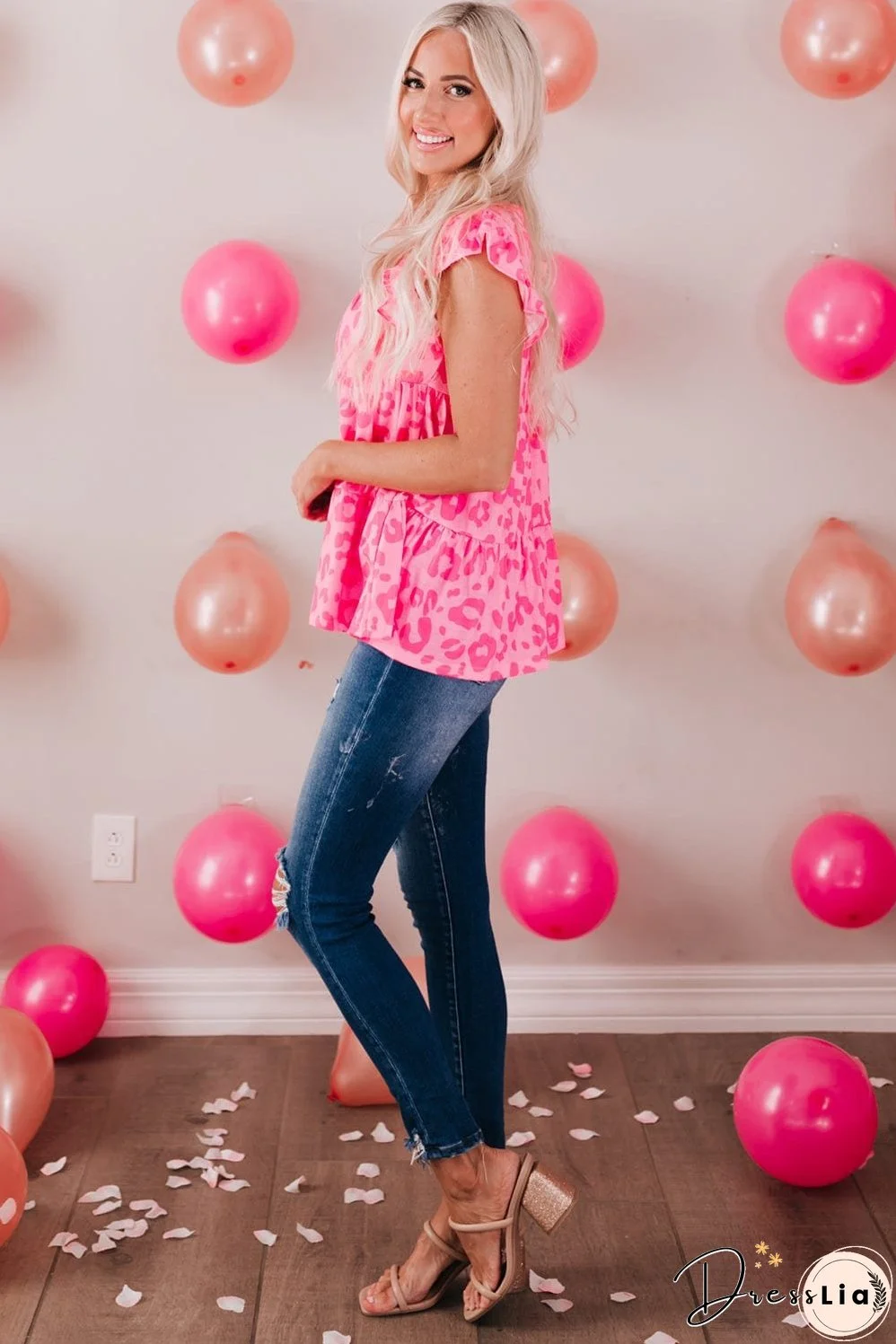 Leopard Print Ruffle Sleeve Tank Top for Stylish Women