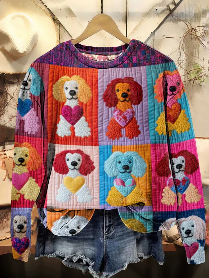 Valentine's Day Floral Poodle Crewneck Sweatshirt