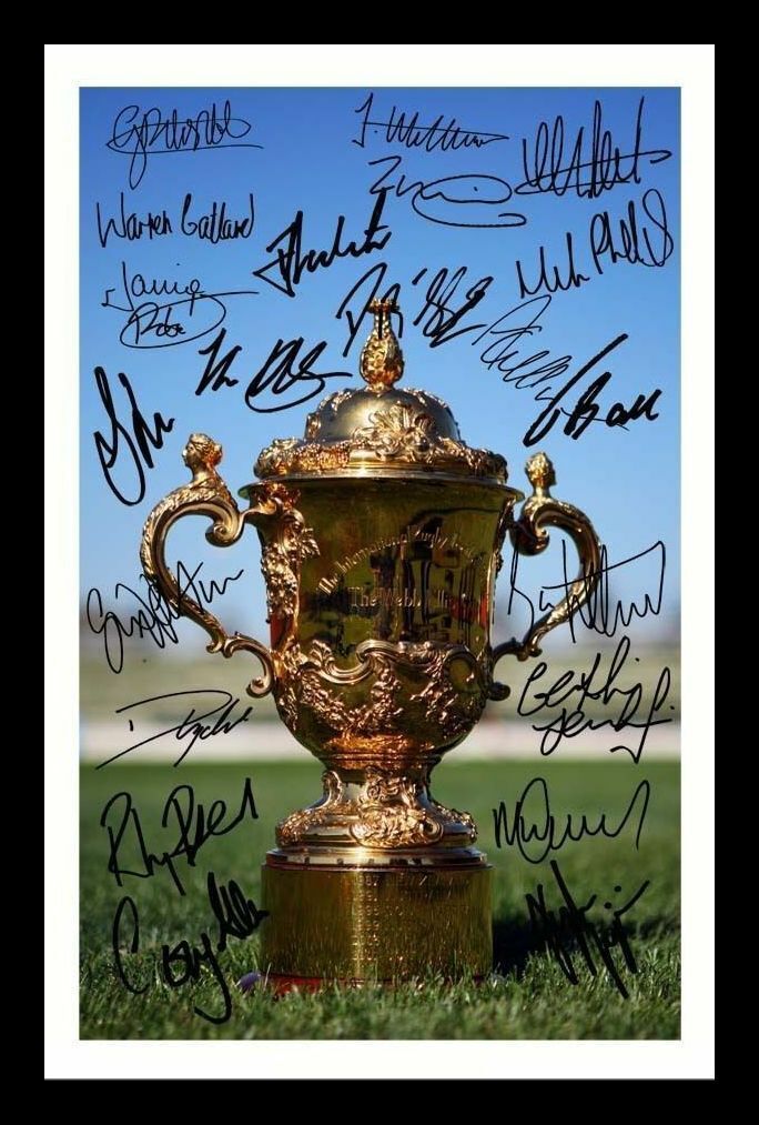 Wales 2015 Rugby World Cup Squad Autograph Signed & Framed Photo Poster painting 2